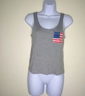 Fifth Sun heather gray red, white, and blue tank